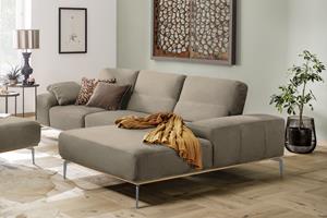 W.Schillig Ecksofa run, mit elegantem Holzsockel, Füße in Silber matt, Breite 299 cm