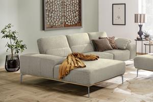 W.Schillig Ecksofa run, mit elegantem Holzsockel, Füße in Silber matt, Breite 299 cm