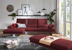 W.Schillig Ecksofa broadway, inklusive Sitztiefenverstellung, wahlweise mit Kopfteil- & Seitenteilverstellung, Breite 291 cm, Füße in Chrom glänzend