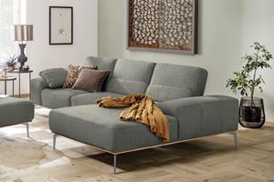 W.Schillig Ecksofa run, mit elegantem Holzsockel, Füße in Silber matt, Breite 299 cm