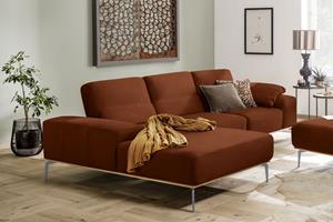 W.Schillig Ecksofa run, mit elegantem Holzsockel, Füße in Silber matt, Breite 299 cm