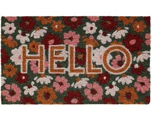 Matches21 HOME & HOBBY Fußmatte »Fußmatte KOKOS INDOOR bunte Schrift HELLO & Blumen 45x75 cm«, , rechteckig, Höhe 15 mm