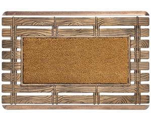 Matches21 HOME & HOBBY Fußmatte »Fußmatte Kokos IN- & OUTDOOR Gummirand Holzoptik 45x75 cm«, , rechteckig, Höhe 20 mm
