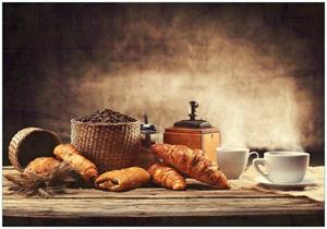 Wallario Vliestapete »Französisches Frühstück mit Café und Croissants«, Seidenmatte Oberfläche, hochwertiger Digitaldruck, in verschiedenen Größen erh