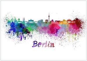 Wallario Vliestapete »Städte als Aquarell - Skyline von Berlin«, Seidenmatte Oberfläche, hochwertiger Digitaldruck, in verschiedenen Größen erhältlich