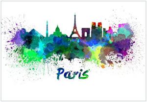 Wallario Vliestapete »Städte als Aquarell - Skyline von Paris«, Seidenmatte Oberfläche, hochwertiger Digitaldruck, in verschiedenen Größen erhältlich