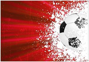 Wallario Vliestapete »Fußball - Splashing Design in rot«, Seidenmatte Oberfläche, hochwertiger Digitaldruck, in verschiedenen Größen erhältlich