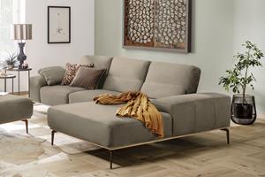 W.Schillig Ecksofa run, mit elegantem Holzsockel, Füße in Bronze pulverbeschichtet, Breite 299 cm