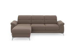 Sit&More Ecksofa Sinatra, mit Recamiere, optinal mit Kopfteilverstellung und Armteilfunktion oder Kopfteilverstellung, Armteilfunktion, Bettfunktion und Bettkasten, chromfarbene Metallfü