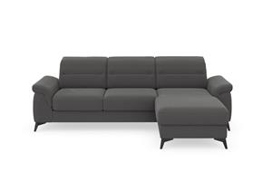 Sit&More Ecksofa Sinatra, mit Recamiere, optional mit Kopfteilverstellung und Armteilfunktion oder mit Kopfteilverstellung, Armteilfunktion, Bettfunktion und Bettkasten, mattschwarze Metallf