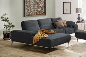 W.Schillig Ecksofa run, mit elegantem Holzsockel, Füße in Bronze pulverbeschichtet, Breite 319 cm