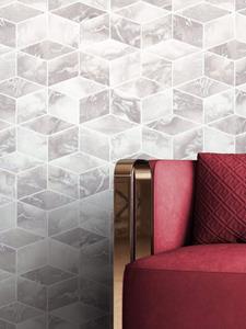 Newroom Vliestapete, Grau Tapete Grafisch Würfel - Grafiktapete Marmortapete Silber Geometrisch Glamour Marmor Glitzer für Wohnzimmer Schlafzimmer Küche