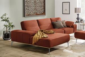 W.Schillig Ecksofa run, mit elegantem Holzsockel, Füße in Silber matt, Breite 319 cm