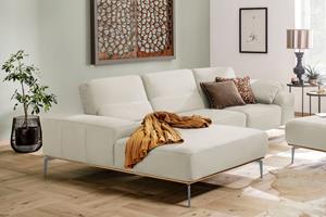 W.Schillig Ecksofa run, mit elegantem Holzsockel, Füße in Silber matt, Breite 319 cm