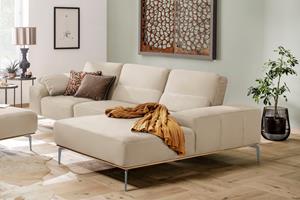 W.Schillig Ecksofa run, mit elegantem Holzsockel, Füße in Silber matt, Breite 319 cm