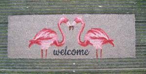 Deko-Impression Fußmatte »Fußmatte, Abtreter, Türmatte, Kokosmatte Flamingo welcome willkommen«, 