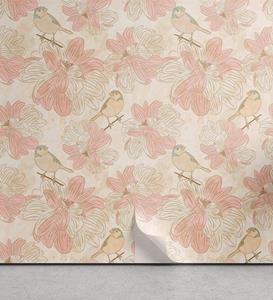 Abakuhaus Vinyltapete »selbstklebendes Wohnzimmer Küchenakzent«, Botanisch Vögel auf Niederlassungs-Blumen