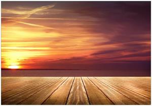 Wallario Vliestapete »Steg am See - Sonnenuntergang und roter Himmel«, Seidenmatte Oberfläche, hochwertiger Digitaldruck, in verschiedenen Größen erhältlich