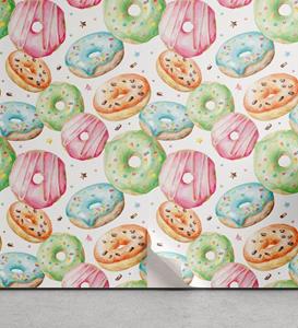 Abakuhaus Vinyltapete »selbstklebendes Wohnzimmer Küchenakzent«, Bunt Donut Thema Hand gezeichnet