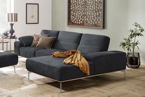 W.Schillig Ecksofa run, mit elegantem Holzsockel, Füße in Chrom glänzend, Breite 319 cm