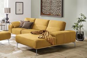 W.Schillig Ecksofa run, mit elegantem Holzsockel, Füße in Chrom glänzend, Breite 319 cm