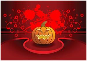 Wallario Vliestapete »Geschnitzter Halloween-Kürbis im Comic Stil«, Seidenmatte Oberfläche, hochwertiger Digitaldruck, in verschiedenen Größen erhältlich