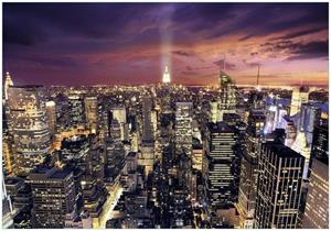 Wallario Vliestapete »New York bei Nacht - Panoramablick über die Stadt«, Seidenmatte Oberfläche, hochwertiger Digitaldruck, in verschiedenen Größen erhältlich