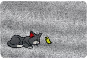 Matches21 HOME & HOBBY Fußmatte »Fußmatte RIPS Nadelfilz Motiv Katze & Schmetterling 40x60 cm«, , rechteckig, Höhe 5 mm