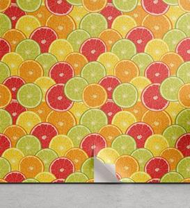 Abakuhaus Vinyltapete »selbstklebendes Wohnzimmer Küchenakzent«, Bunt Orange Zitrone Früchte