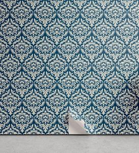 Abakuhaus Vinyltapete »selbstklebendes Wohnzimmer Küchenakzent«, Damast Blaues Blumenmuster