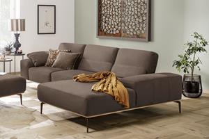 W.Schillig Ecksofa run, mit elegantem Holzsockel, Füße in Bronze pulverbeschichtet, Breite 319 cm