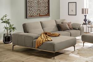 W.Schillig Ecksofa run, mit elegantem Holzsockel, Füße in Bronze pulverbeschichtet, Breite 319 cm