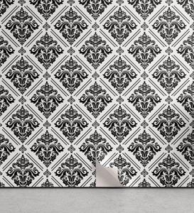 Abakuhaus Vinyltapete »selbstklebendes Wohnzimmer Küchenakzent«, Damast Monochrome Kurvige ornates