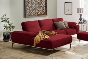 W.Schillig Ecksofa run, mit elegantem Holzsockel, Füße in Bronze pulverbeschichtet, Breite 319 cm