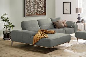 W.Schillig Ecksofa run, mit elegantem Holzsockel, Füße in Bronze pulverbeschichtet, Breite 319 cm