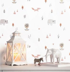 Newroom Papiertapete, Weiß Tapete Kinder Tiere - Kindertapete Babytapete Beige Grau Niedlich Modern Wald für Babyzimmer Kinderzimmer Jugendzimmer