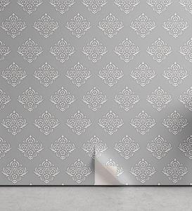 Abakuhaus Vinyltapete »selbstklebendes Wohnzimmer Küchenakzent«, Damast-Grau Blumen Antik-Motiv
