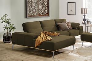 W.Schillig Ecksofa run, mit elegantem Holzsockel, Füße in Silber matt, Breite 319 cm