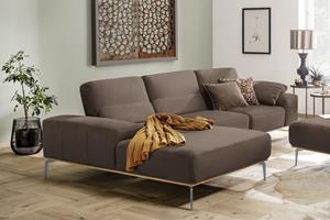 W.Schillig Ecksofa run, mit elegantem Holzsockel, Füße in Silber matt, Breite 319 cm