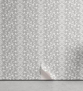 Abakuhaus Vinyltapete »selbstklebendes Wohnzimmer Küchenakzent«, Damast-Grau Repeating Blumenwirbel