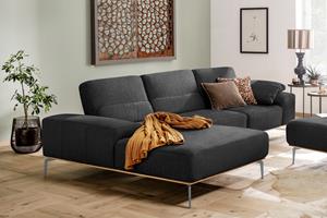 W.Schillig Ecksofa run, mit elegantem Holzsockel, Füße in Silber matt, Breite 319 cm