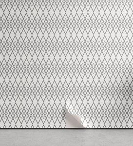 Abakuhaus Vinyltapete »selbstklebendes Wohnzimmer Küchenakzent«, Damast-Grau Weicher Chained Rhombuses