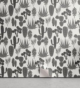 Abakuhaus Vinyltapete »selbstklebendes Wohnzimmer Küchenakzent«, Kaktus Cacti Pflanze Graustufen