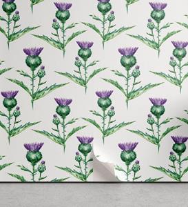 Abakuhaus Vinyltapete »selbstklebendes Wohnzimmer Küchenakzent«, Distel Botanischer Druck Pflanze