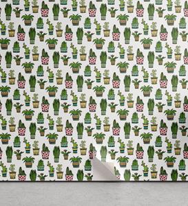 Abakuhaus Vinyltapete »selbstklebendes Wohnzimmer Küchenakzent«, Kaktus Saftige Doodle Töpfe