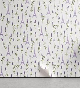 Abakuhaus Vinyltapete »selbstklebendes Wohnzimmer Küchenakzent«, Eiffel Lavendel-Flora Frühling