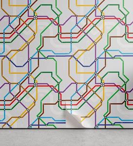 Abakuhaus Vinyltapete »selbstklebendes Wohnzimmer Küchenakzent«, Karte Vibrant Striped Metro Strecke