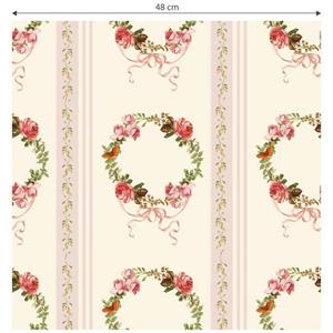 K&L WALL ART Mustertapete »Vintage Rosenkranz gestreift Rosen Vliestapete Boho Deko Wohnzimmer«, Rosen Tapete