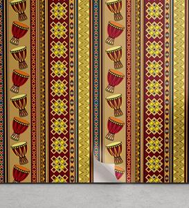 Abakuhaus Vinyltapete »selbstklebendes Wohnzimmer Küchenakzent«, afrikanisch Djembe Drums Geometric
