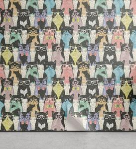 Abakuhaus Vinyltapete »selbstklebendes Wohnzimmer Küchenakzent«, Katzen Hipster Verspielt Glass